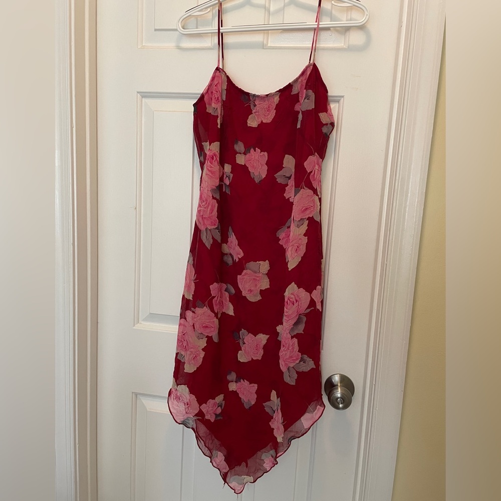 Vintage Floral Red Mini Dress